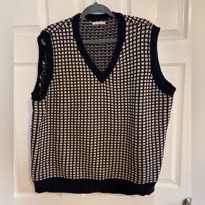 3X EUC Frances Valentine Archie Sweater Vest in Navy/Natural